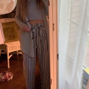 Striped paper bag pants
